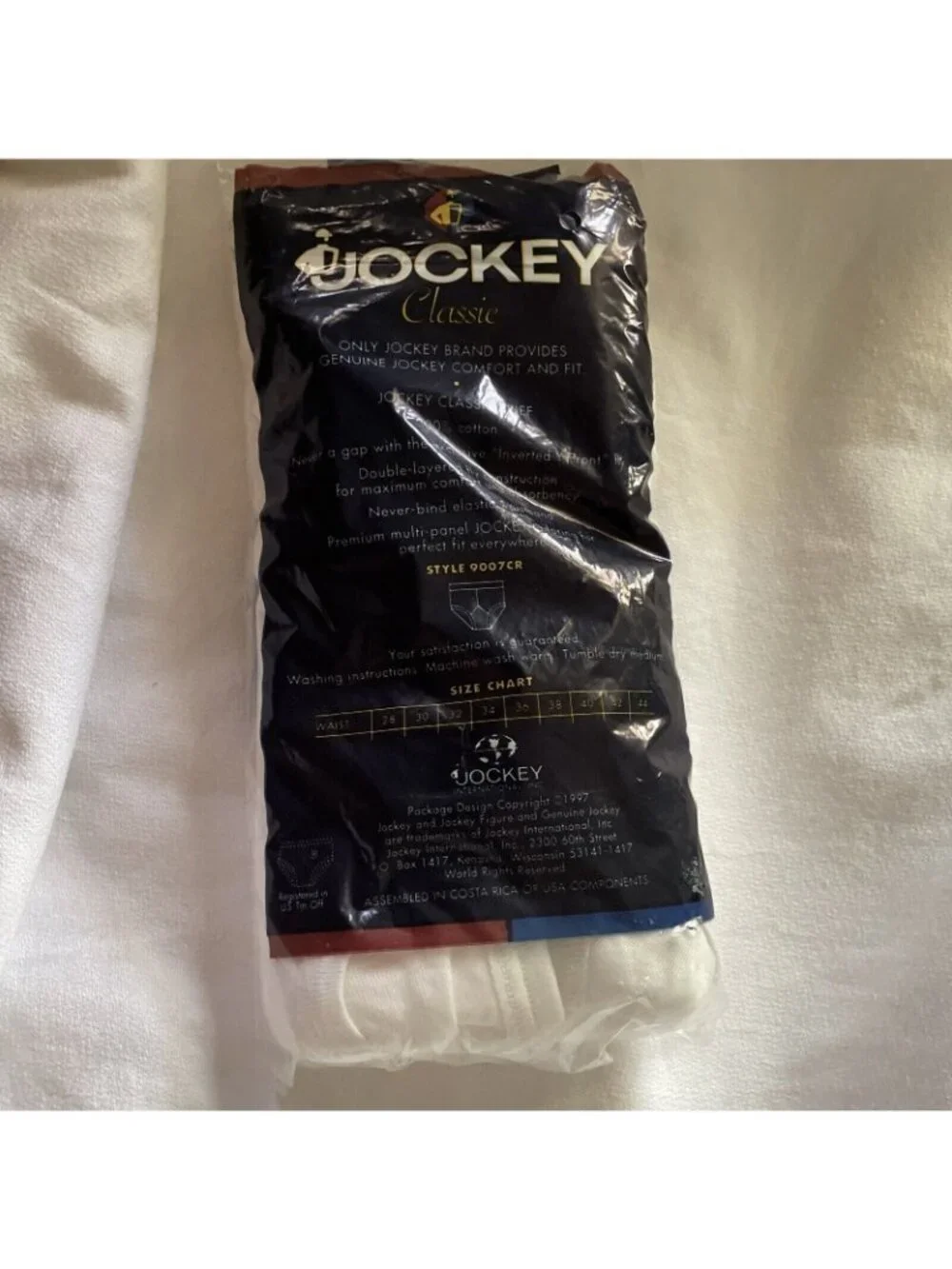 1997 Jockey Classic 3-Pack White Briefs Size 38 100% Cotton Y-Front Mens